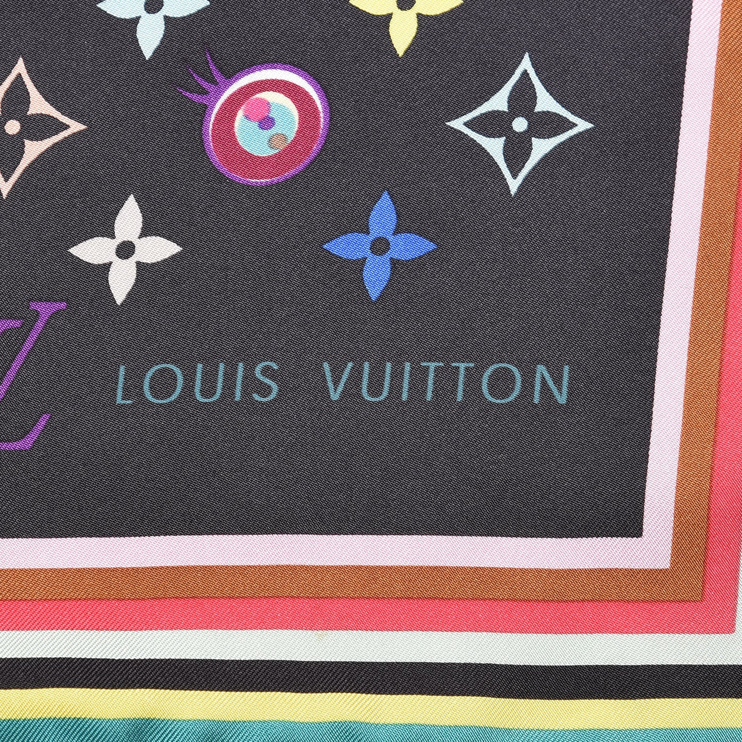 Louis Vuitton Silk Multicolor Eye Love Scarf Black 3 of 4