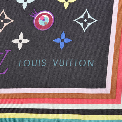 Louis Vuitton Silk Multicolor Eye Love Scarf Black 3 of 4