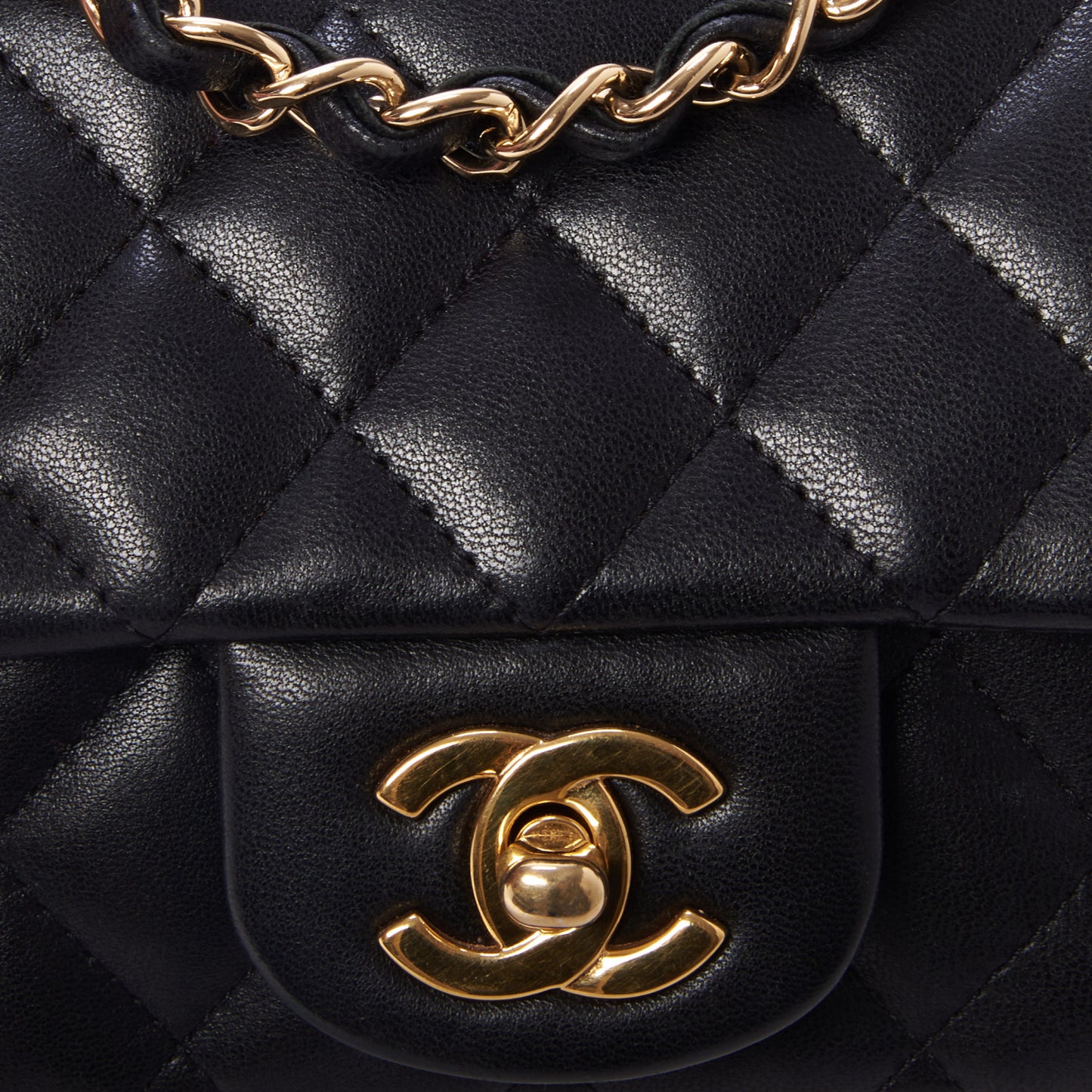 Lambskin Quilted Mini Square Flap Black