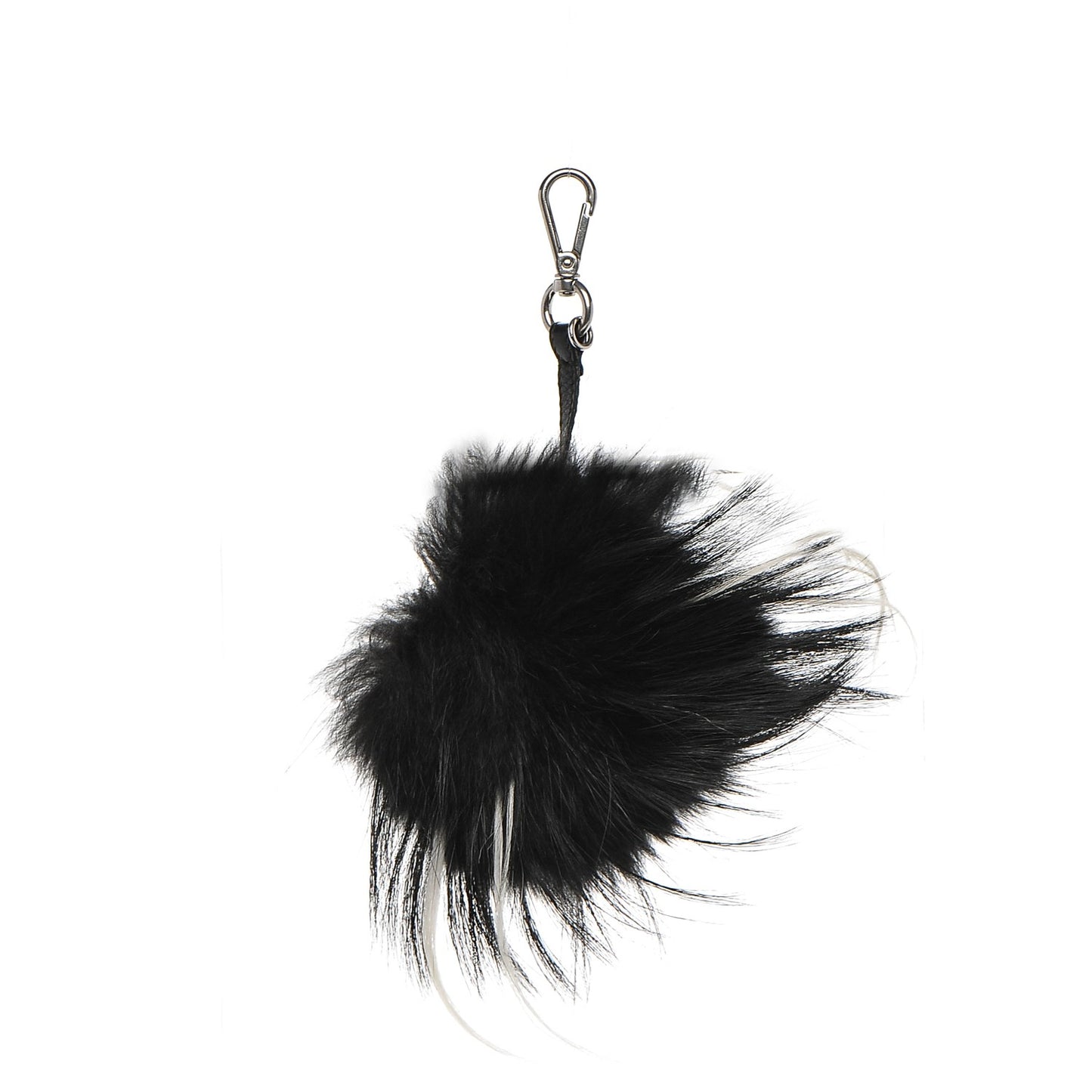 Cuoio Romano Goat Fox Fur Metal Stitch Triangle Monster Eyes Cube Bag Charm Black White