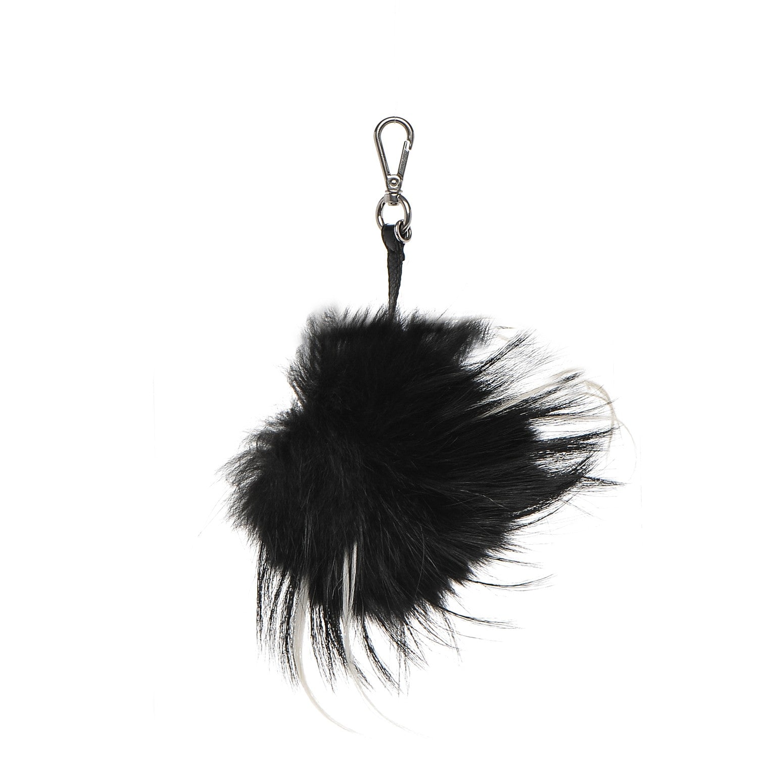 Fendi Cuoio Romano Goat Fox Fur Metal Stitch Triangle Monster Eyes Cube Bag Charm Black White 4 of 4