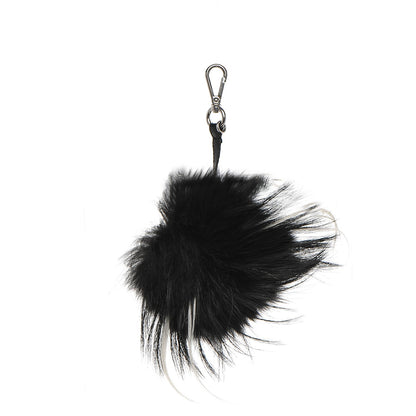 Fendi Cuoio Romano Goat Fox Fur Metal Stitch Triangle Monster Eyes Cube Bag Charm Black White 4 of 4