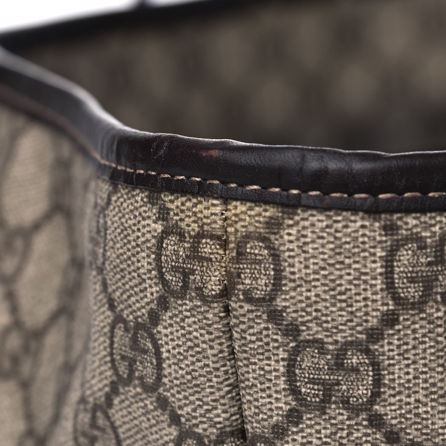 Gucci GG Supreme Monogram Large Zippered Shopping Tote Brown 11 of 13