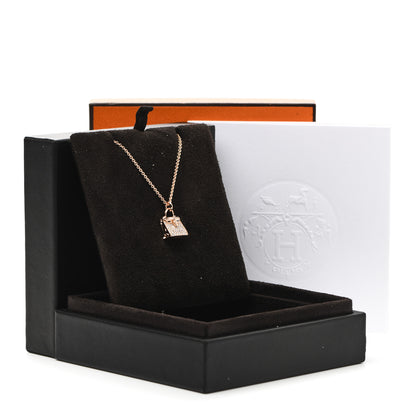 Hermes 18K Rose Gold Diamond Kelly Amulettes Pendant Necklace 5 of 5
