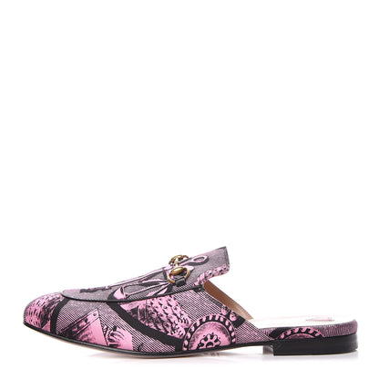 Gucci Silk Satin Saint Romain Womens Princetown Slippers 40 Pink Black 1 of 9