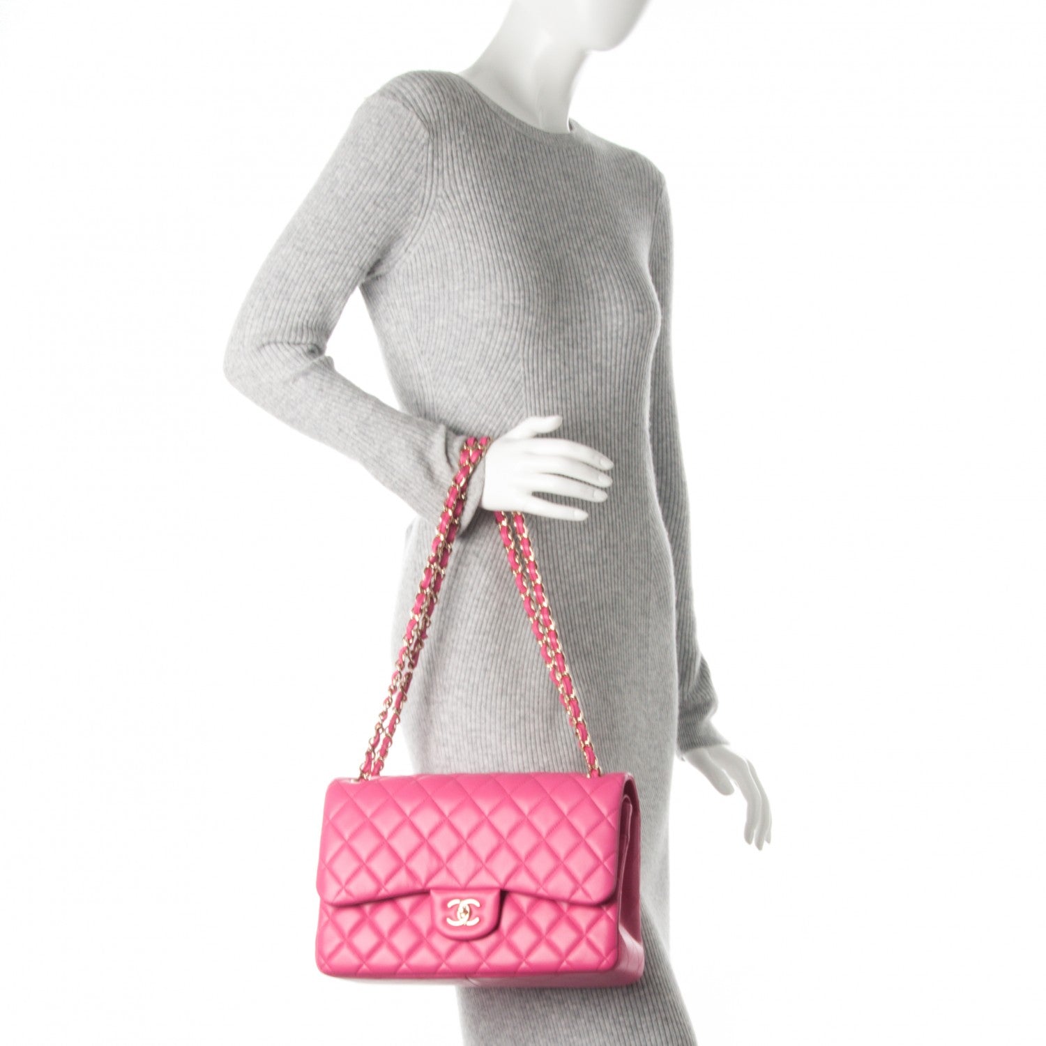 Chanel Lambskin Quilted Jumbo Double Flap Fuchsia 2 of 7