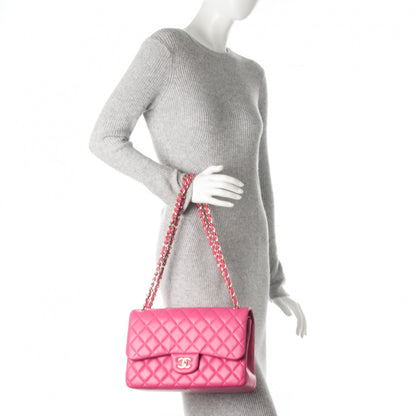 Chanel Lambskin Quilted Jumbo Double Flap Fuchsia 2 of 7