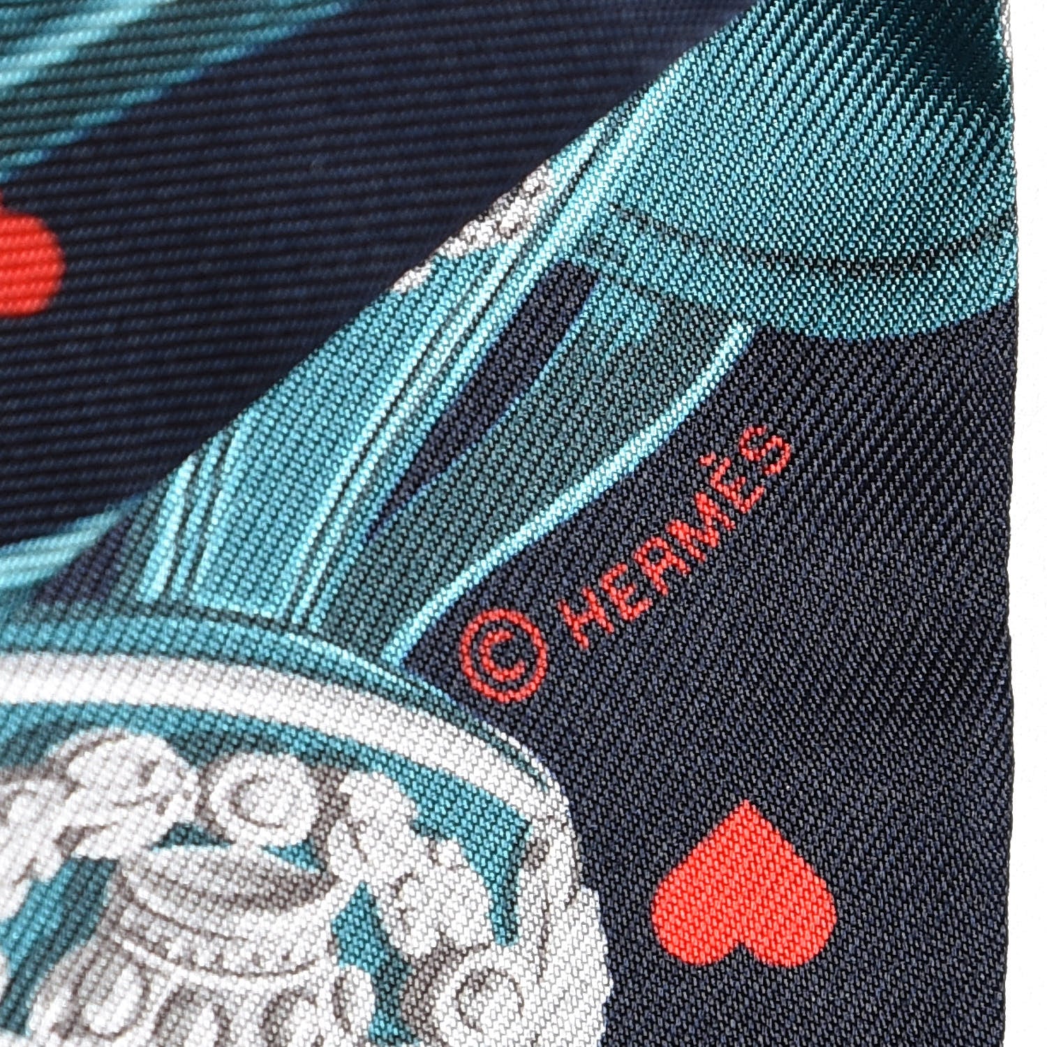 Hermes Silk Brides de Gala Love Twilly Caban Canard Rouge 5 of 5