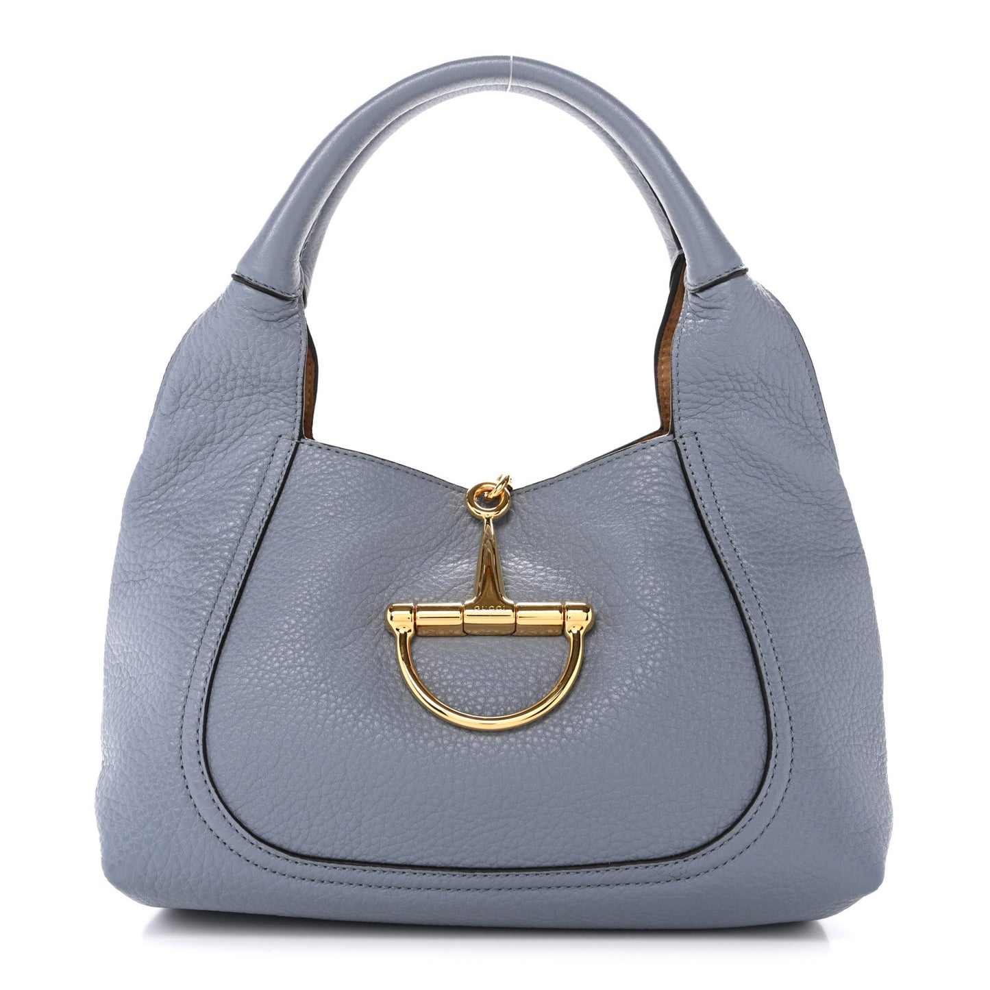 Grained Calfskin Softbit Medium Shoulder Bag Dusty Blue