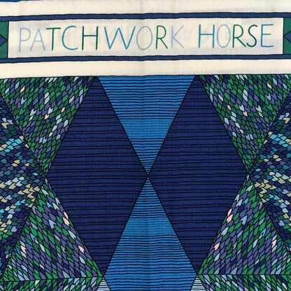 Hermes Cashmere Silk Patchwork Horse Shawl 140 Turquoise Vert Bleu 4 of 4