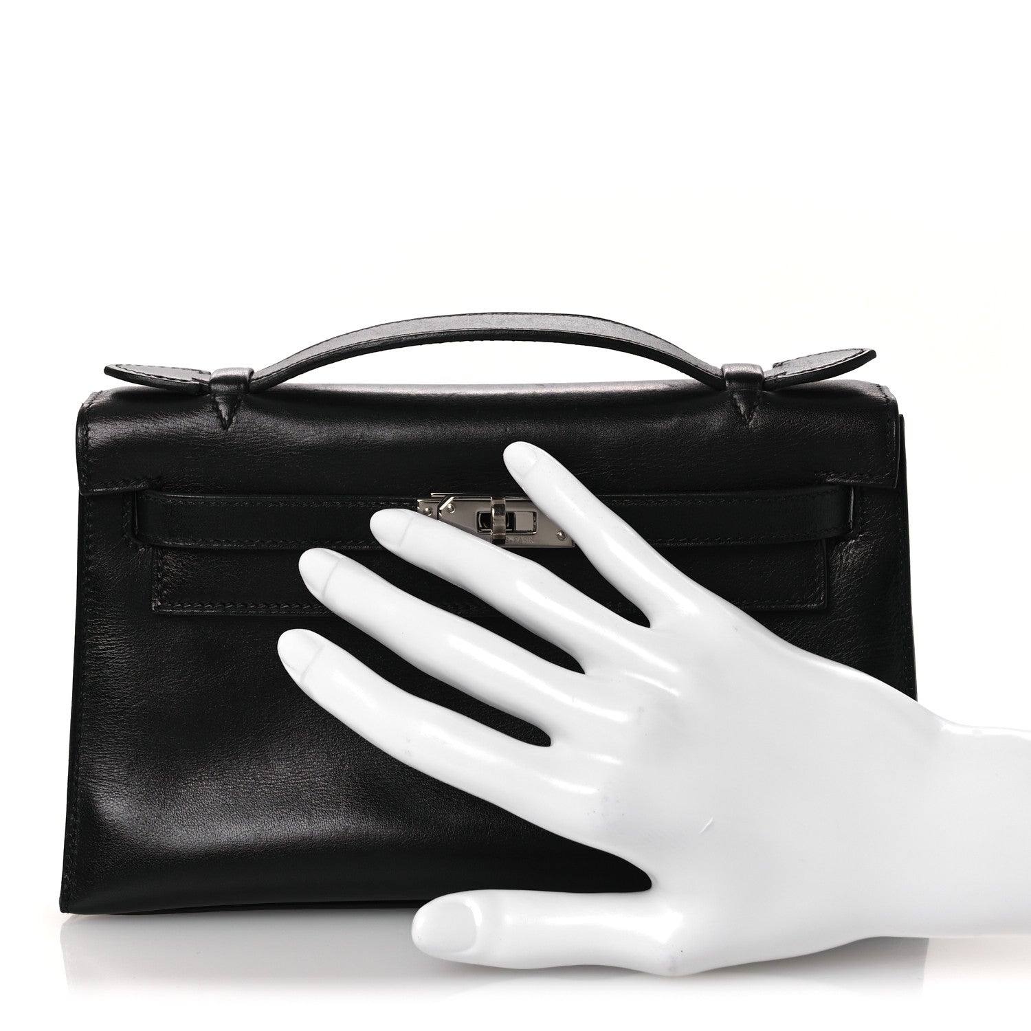 Hermes Evercalf Kelly Pochette Clutch Black 2 of 12