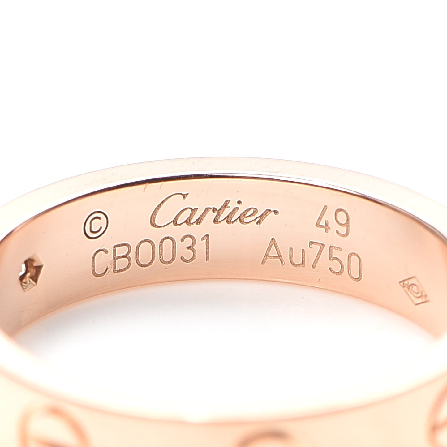 18K Pink Gold Diamond 4mm LOVE Wedding Band Ring 49 4.75