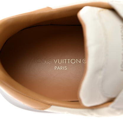 Louis Vuitton Grained Calfskin Embossed Monogram Mens Beverly Hills Sneakers 10 White 6 of 9