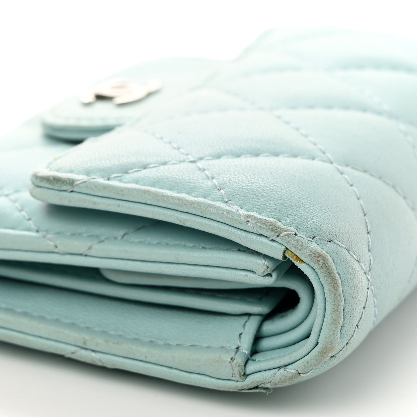 Caviar Quilted Small Flap Wallet Light Blue