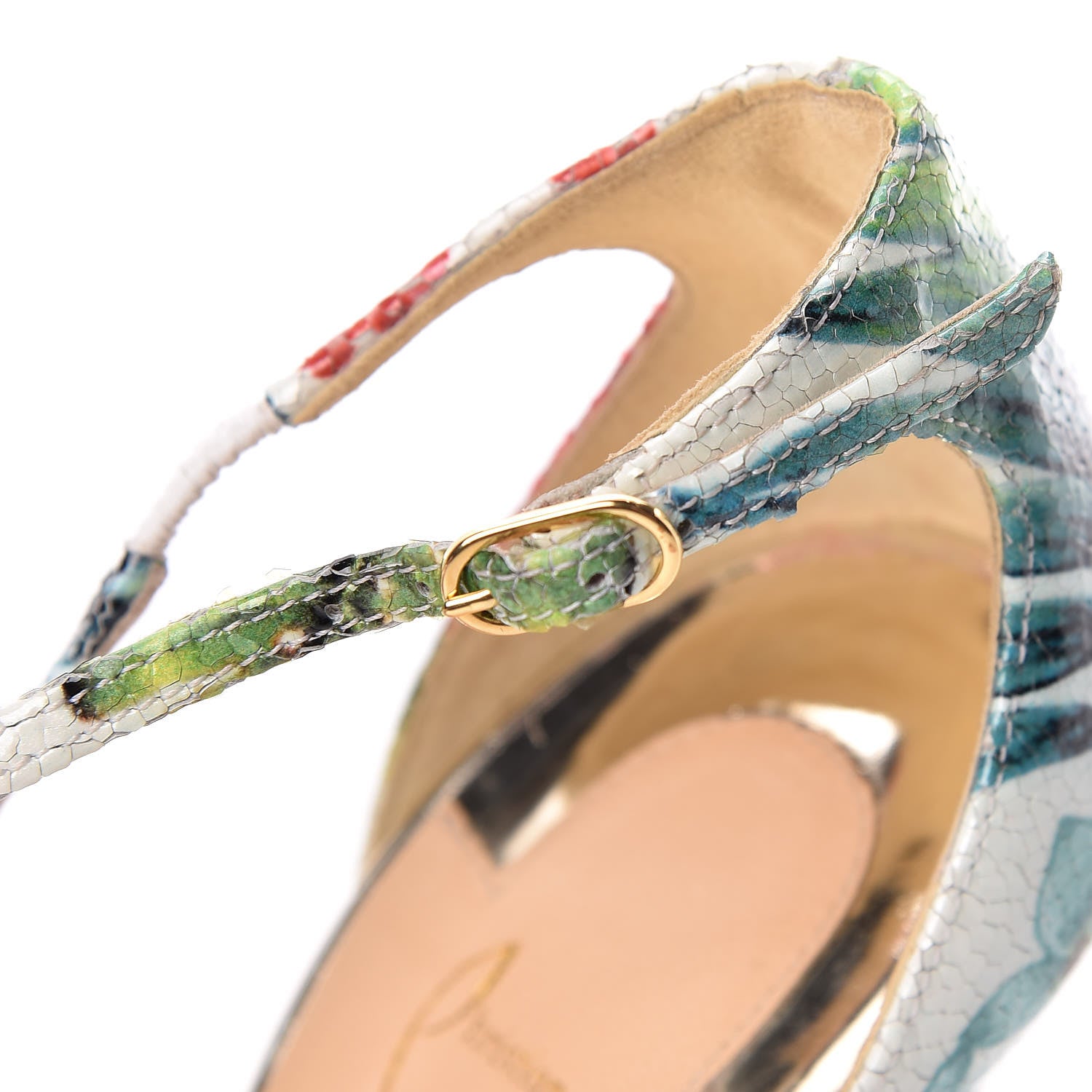 Christian Louboutin Resille Racket Patent Hawaii Print Cross Blake 120 Pumps 37.5 Version White 15 of 16