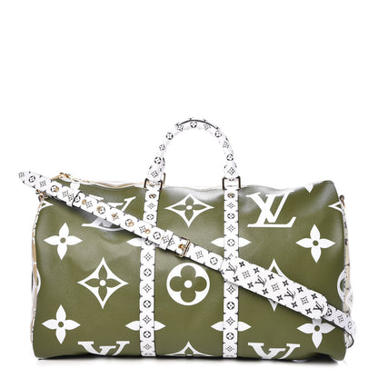 Louis Vuitton Monogram Giant Keepall Bandouliere 50 Kaki Beige 1 of 12