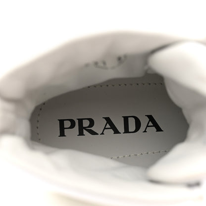 Prada Re-Nylon Gabardine Metal Triangle Logo Wheel Pouch Pocket High Top Sneakers 38 White 8 of 10