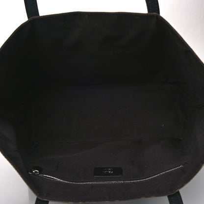 Fendi Glazed Fabric Vitello Century FF 1974 Stamp Patch Shopping Tote Mogano Panna Black 4 of 10