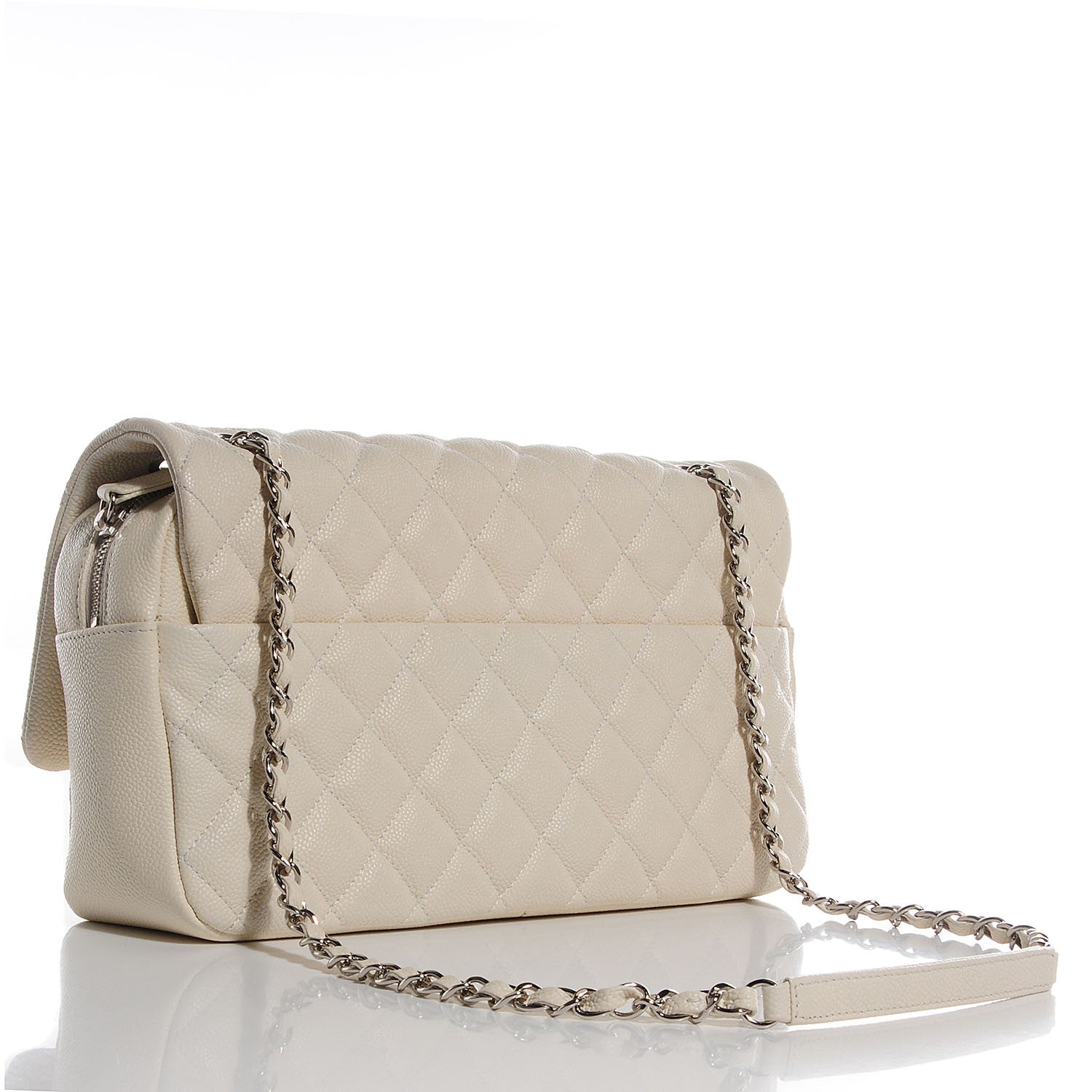 Chanel Caviar Quilted Jumbo Easy Flap Dark White 3 of 9