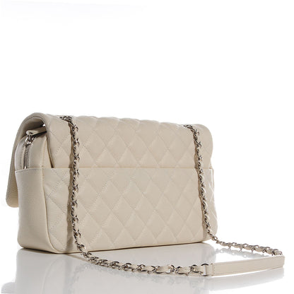 Chanel Caviar Quilted Jumbo Easy Flap Dark White 3 of 9