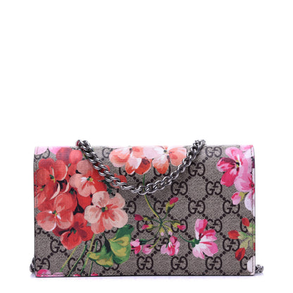 Gucci GG Supreme Monogram Blooms Chain Wallet Beige Multicolor Dry Rose 1 of 10
