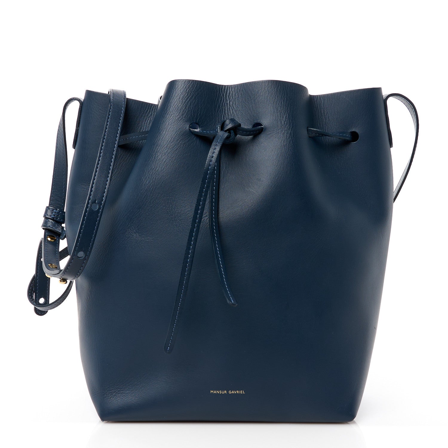 Mansur Gavriel Vegetable Tanned Calfskin Bucket Bag Navy 1 of 13