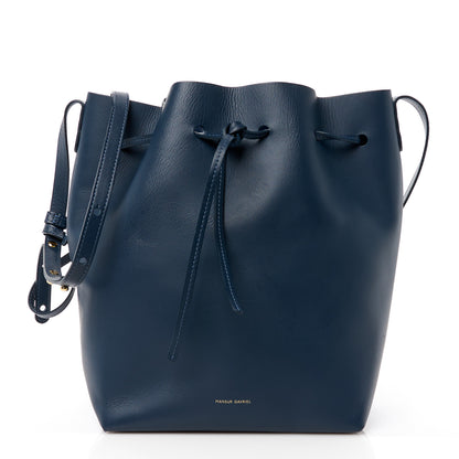 Mansur Gavriel Vegetable Tanned Calfskin Bucket Bag Navy 1 of 13