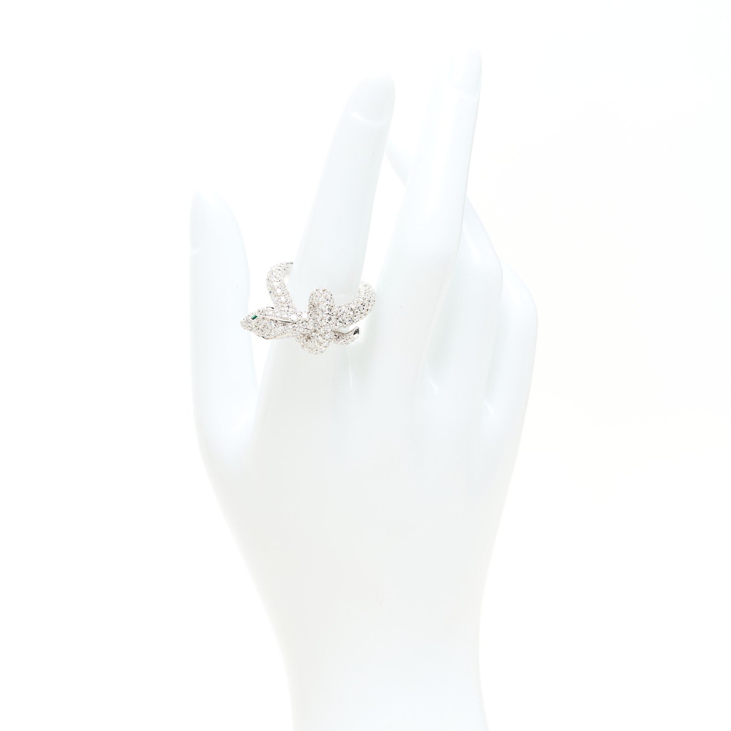 Boucheron 18K White Gold Diamond Kaa Snake Ring 54 6.75 2 of 8