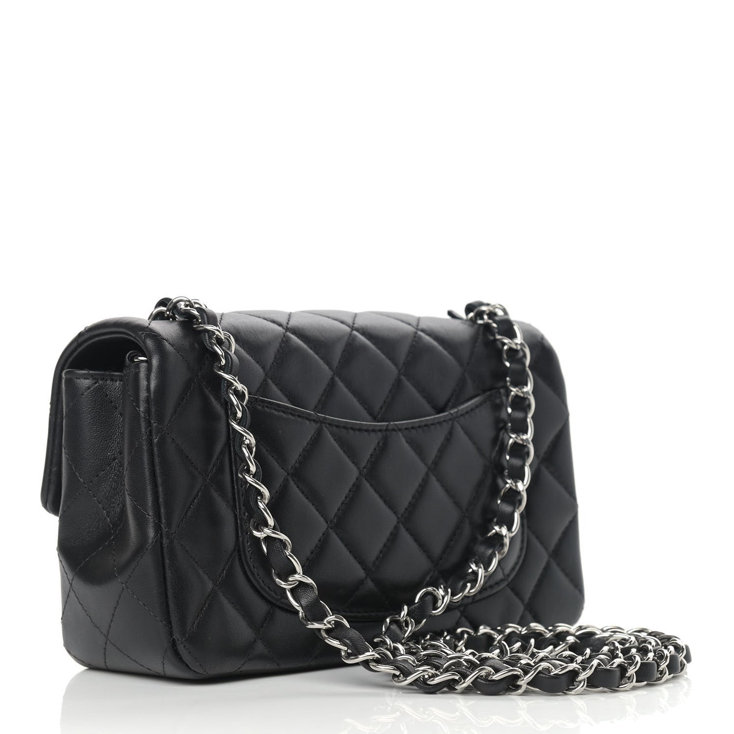 Lambskin Quilted Mini Rectangular Flap Black