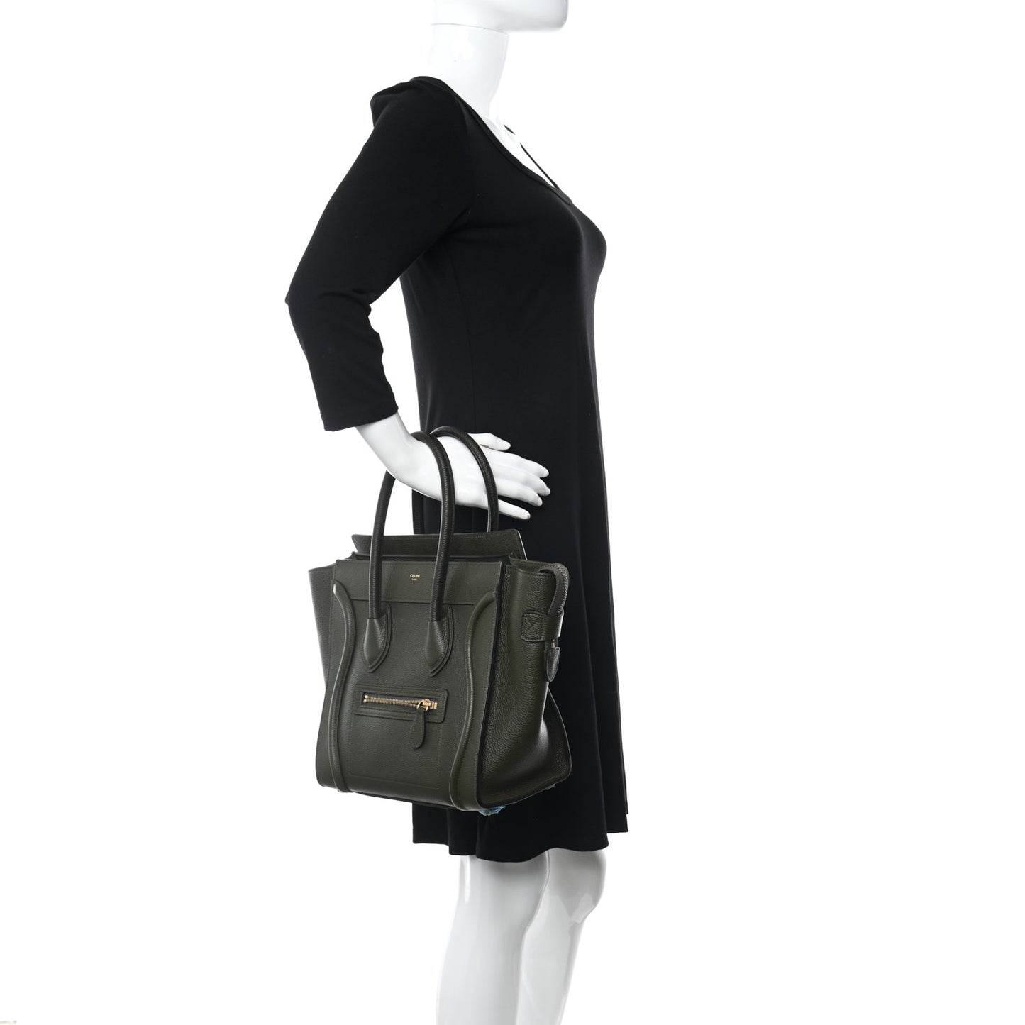 Drummed Calfskin Micro Luggage Khaki