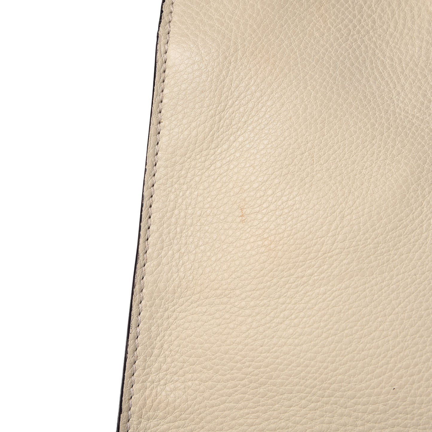 Pebbled Calfskin Bamboo Tote Off White