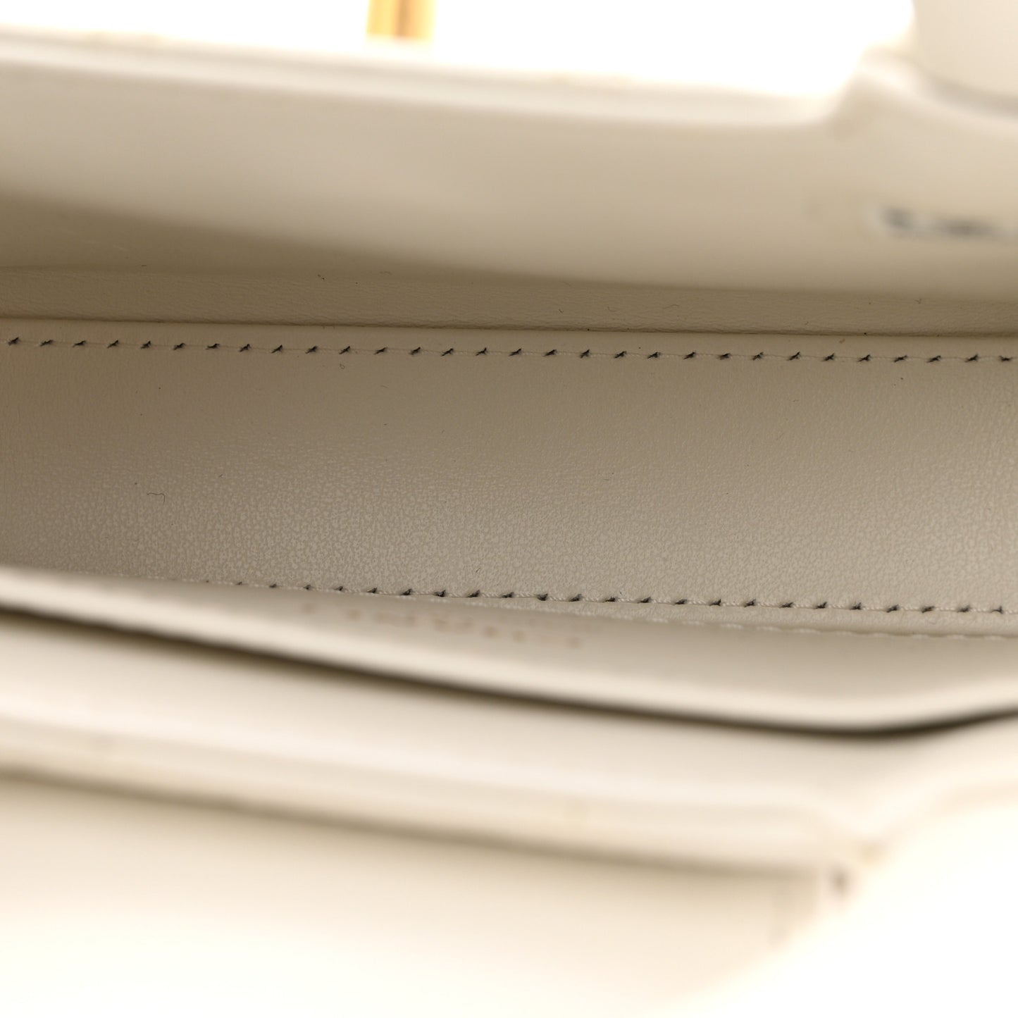Shiny Aged Calfskin Quilted Mini Nano Kelly Shopper Beige White