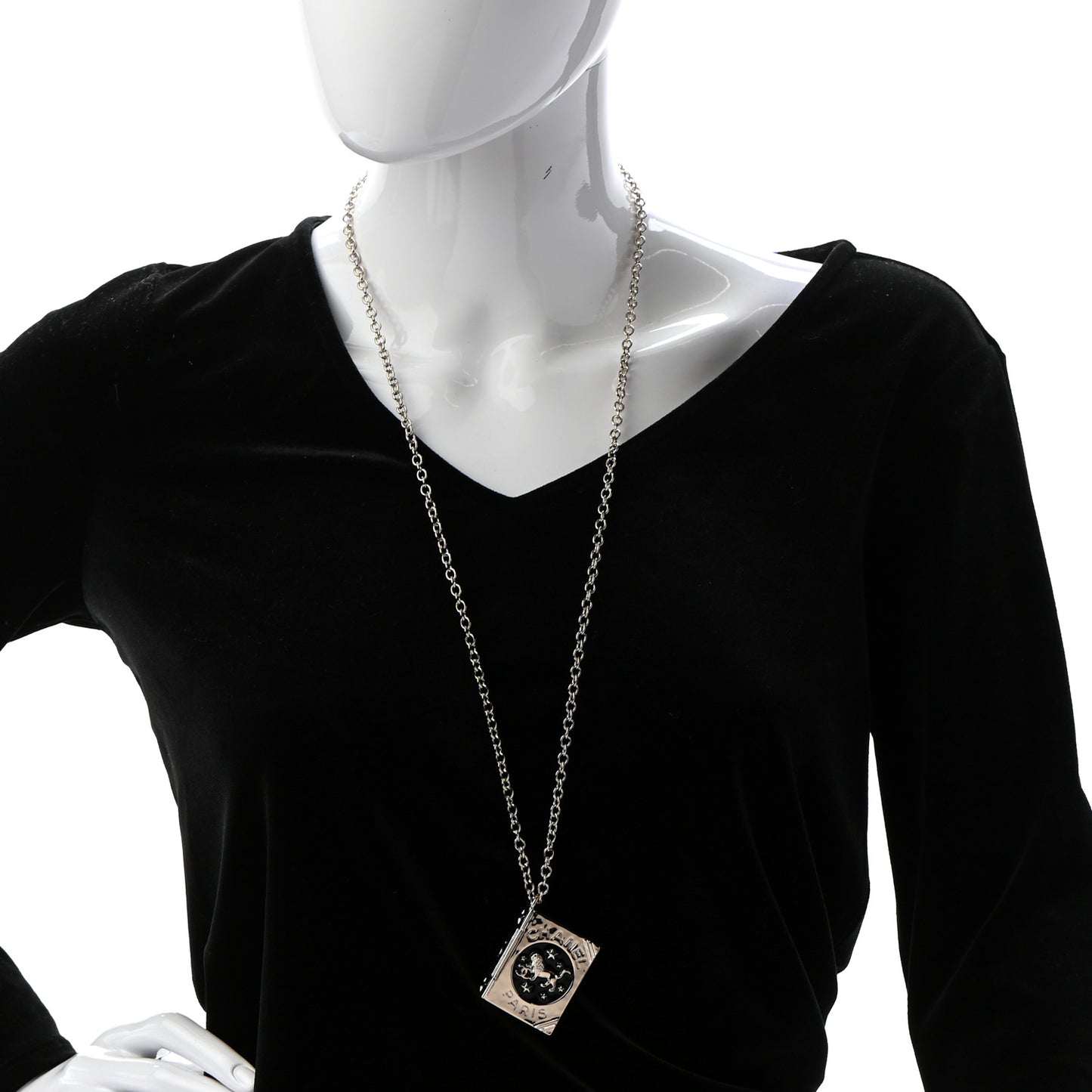 Metal Long Necklace Gold Black