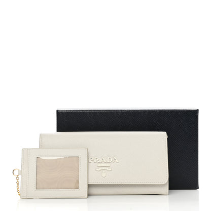 Prada Saffiano Shine Monochrome Continental Wallet Talco 8 of 8