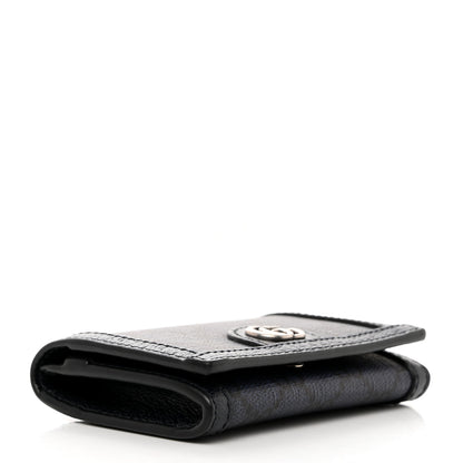 Gucci GG Supreme Monogram Textured Dollar Calfskin Card Case Blue Dark Blue 4 of 8