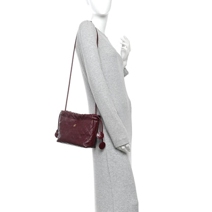 Chanel Lambskin Quilted Drawstring Clutch With Strap Dark Burgundy 2 of 10