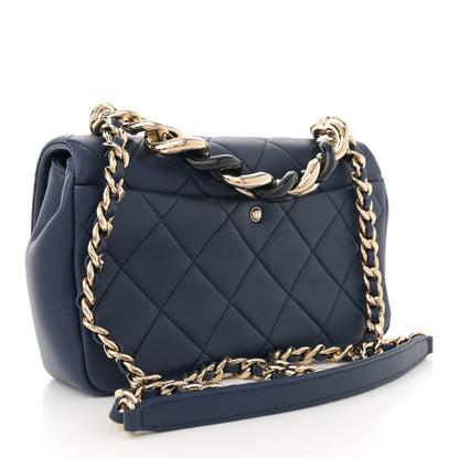 Chanel Lambskin Quilted Resin Bi-Color Chain Flap Bag Navy 3 of 12