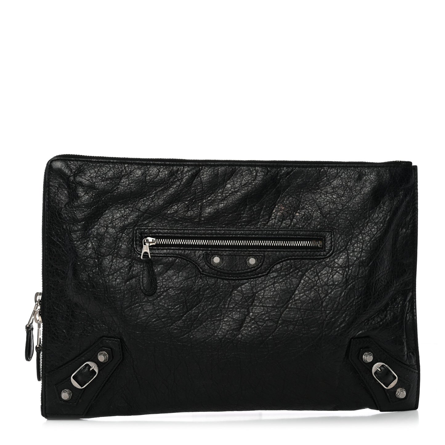 Agneau Giant 12 Silver Hardware Pouch Clutch Black