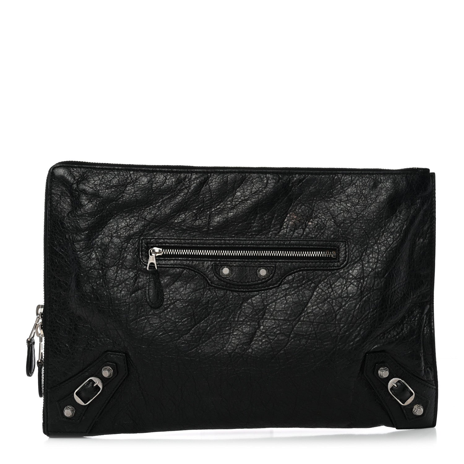Balenciaga Agneau Giant 12 Silver Hardware Pouch Clutch Black 1 of 10