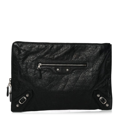 Balenciaga Agneau Giant 12 Silver Hardware Pouch Clutch Black 1 of 10