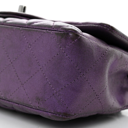 Chanel Iridescent Lambskin Quilted Mini Rectangular Flap Dark Purple 10 of 12