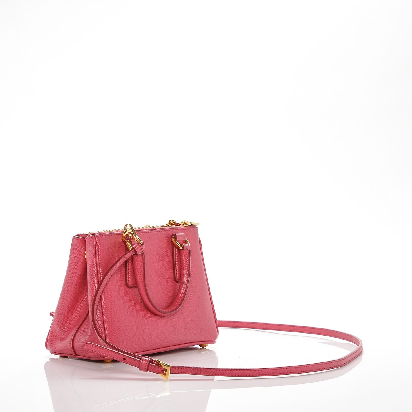 Saffiano Lux Micro Galleria Double Zip Tote Peonia