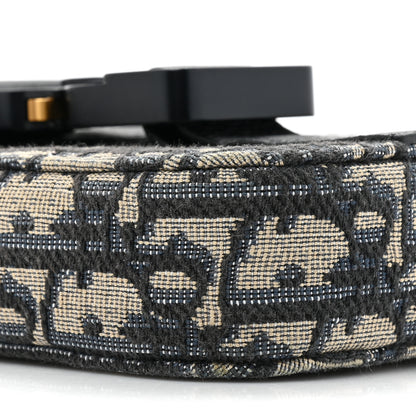 Christian Dior Oblique Grained Calfskin Vertical Saddle Pouch With Strap Beige Black 9 of 9