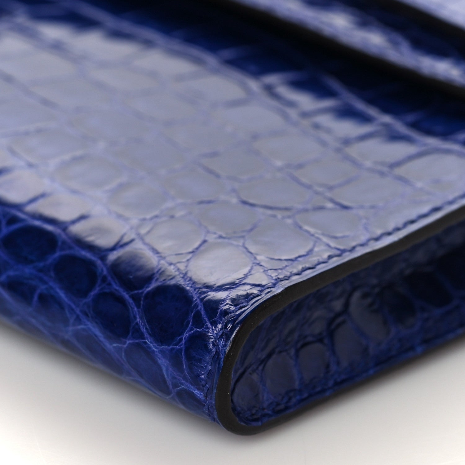 Hermes Shiny Niloticus Crocodile Kelly Cut Pochette Bleu Electrique 10 of 10