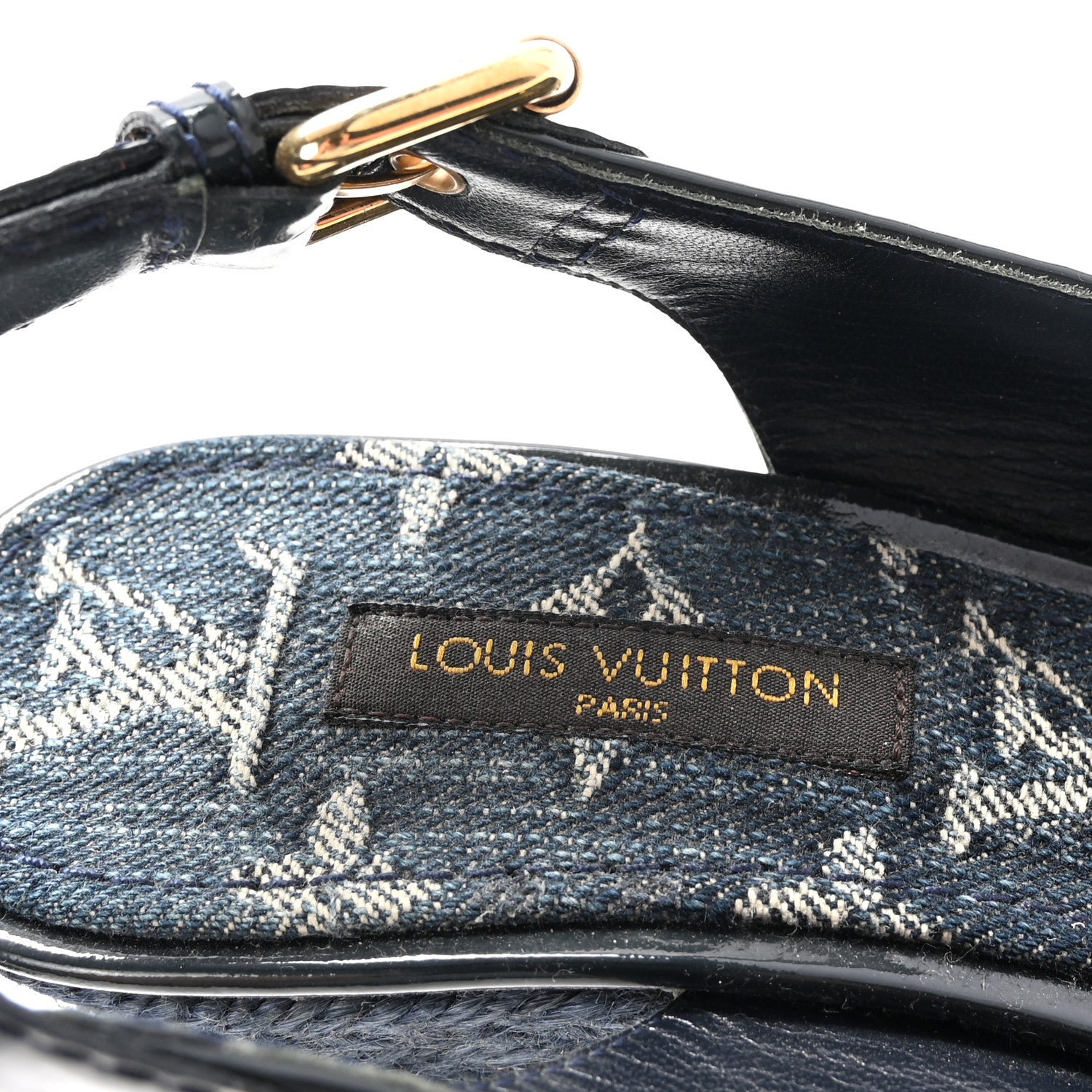 Louis Vuitton Denim Patent Espadrille Wedges 35 Blue 8 of 9