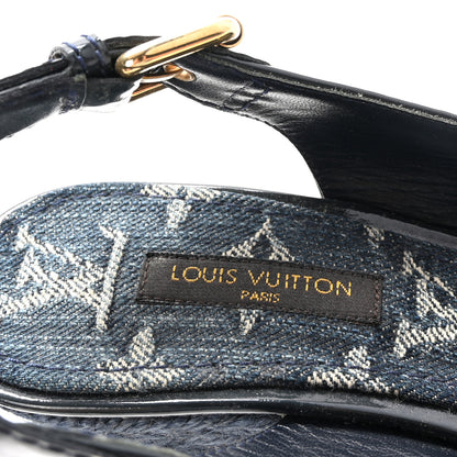 Louis Vuitton Denim Patent Espadrille Wedges 35 Blue 8 of 9