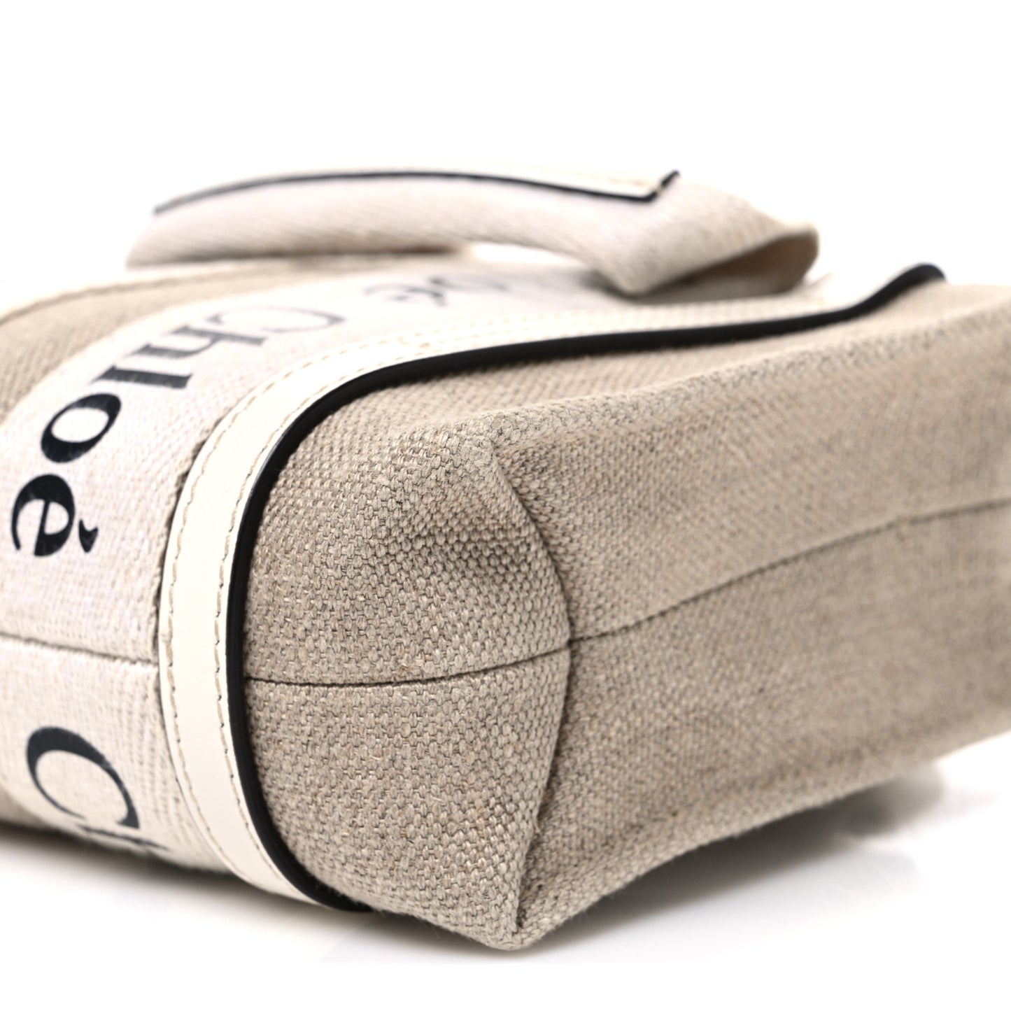 Cotton Calfskin Mini Woody Ribbon Tote White Light Brown