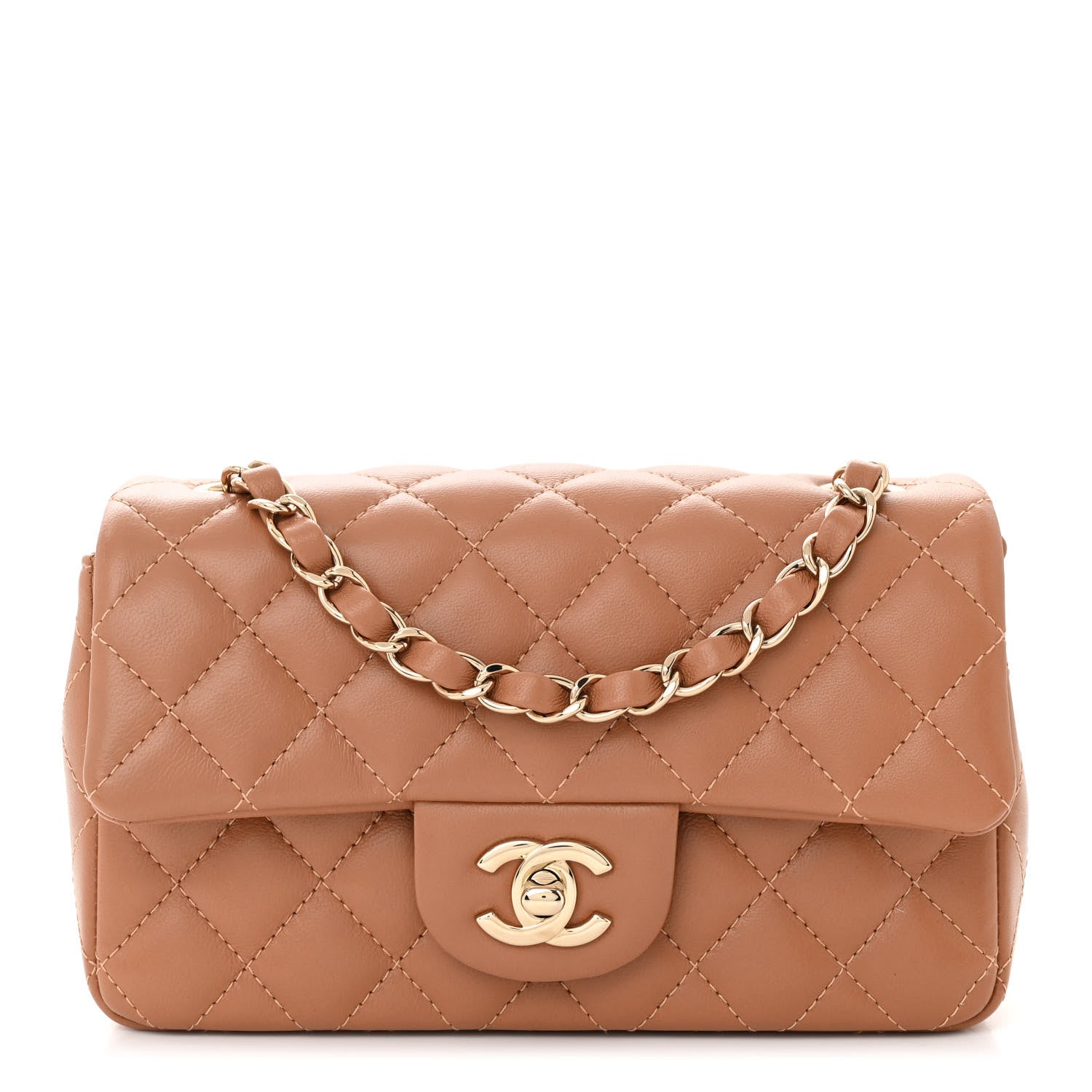Chanel Lambskin Quilted Mini Rectangular Flap Brown 1 of 10