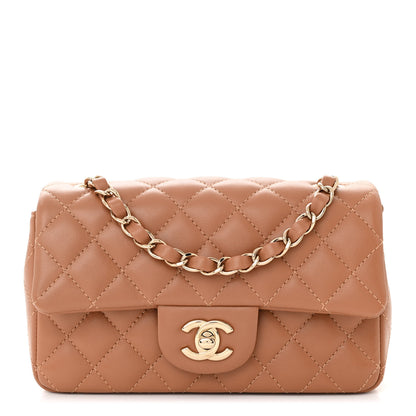 Chanel Lambskin Quilted Mini Rectangular Flap Brown 1 of 10