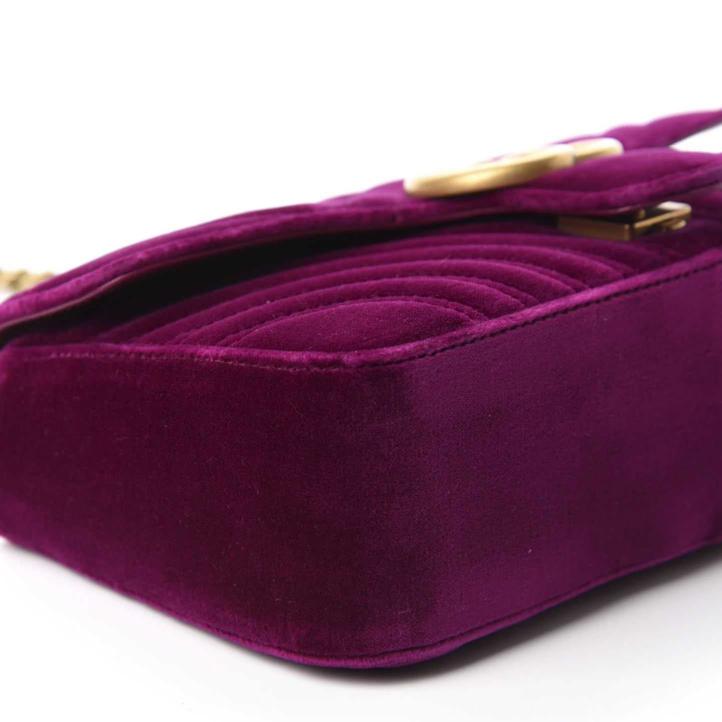 Velvet Matelasse Small GG Marmont Shoulder Bag Fuchsia Violet Cyclamen